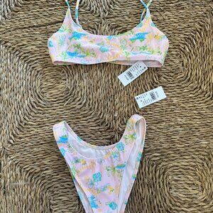 Pac Sun Bikini Pink Hawaiian Print